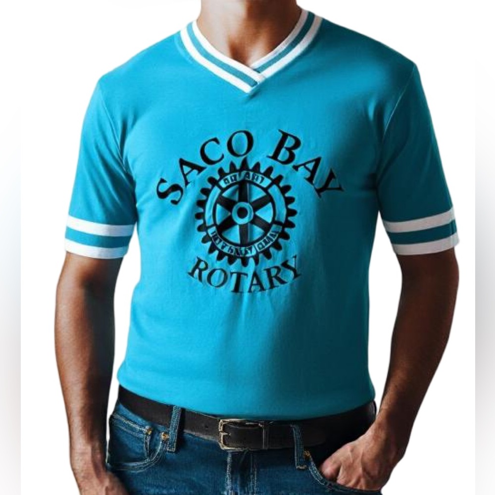 Vintage Saco Bay Rotary Jersey Tee Eagle USA Small Unisex Men’s Women’s Kids ⚽️